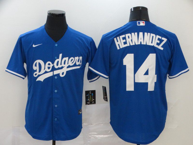 Men Los Angeles Dodgers 14 Hernandez Blue Nike Game MLB Jerseys